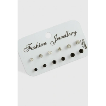 12 Adet Tek Taşlı Küpe