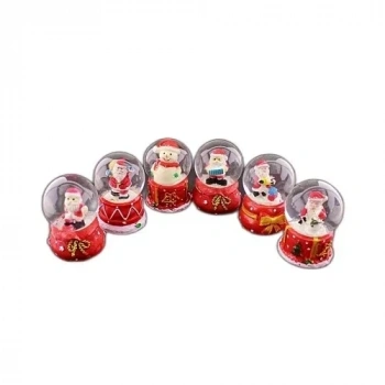 12 Adet Yeni Yıl  Yılbaşı Temalı Mini Boy Işıklı Kar Küresi 6,5 cm