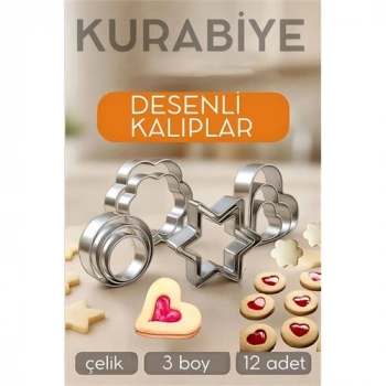 12li Kurabiye Kalıbı Seti Profesyonel Şef Paslanmaz Çelik  | Mutfak Sanatınızın Vazgeçilmezi 722519