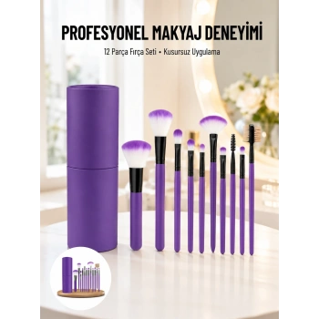 12 Parça Makyaj Fırçası Yumuşak Kıllı Profesyonel Fırça Seti Yüksek Kaliteli Pürüzsüz