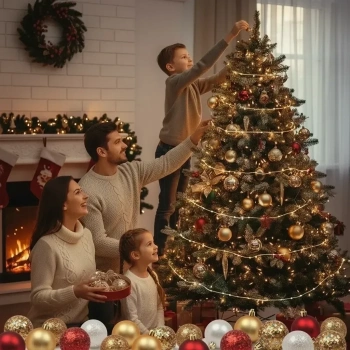 12’li Yılbaşı Çam Ağacı Süsü Gümüş – 4 cm Parlak & Simli Karışık Top Süsler Noel Çam Ağacı Süsü