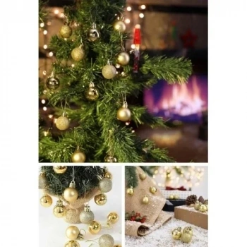 12’li Yılbaşı Çam Ağacı Süsü Seti – 4 cm Parlak & Simli Karışık Top Süsler Noel Çam Ağacı Süsü
