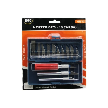 13 PCS  NEŞTER SETİ 13 FARKLI AÇI - ŞEKİLLİ UÇ   3 FARKLI KALINLIK - AĞIZLIKLI METAL SAP (4887)