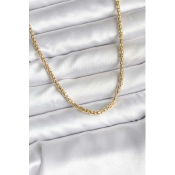 14K Gold Renk Kaplama Boru Zincir Model CM Kadın Kolye - TJ-BKO10740