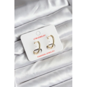 14K Gold Renk Kaplama Burgu Halka CM Kadın Küpe - TJ-BKP11423