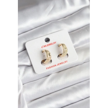 14K Gold Renk Kaplama Lazer Halka CM Kadın Küpe - TJ-BKP11425