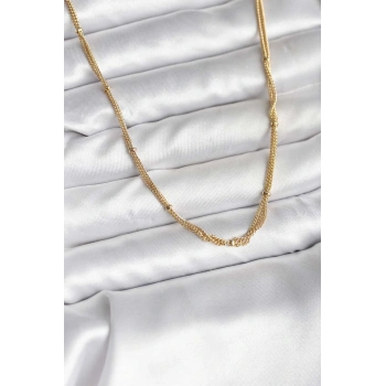 14K Gold Renk Kaplama Topçuk Zincirli Model CM Kadın Kolye - TJ-BKO10734