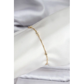 14K Gold Renk Kaplama Topçuklu Model CM Kadın Bileklik - TJ-BB8138