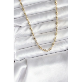 14K Gold Renk Kaplama Topçuklu Zincir Model CM Kadın Kolye - TJ-BKO10736