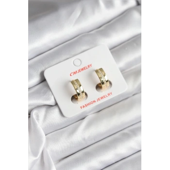 14K Gold Renk Kaplama Zirkon Taşlı Halka Model CM Kadın Küpe - TJ-BKP11410