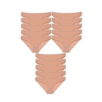 15 adet Süper Eko Set Likralı Kadın Slip Külot Ten