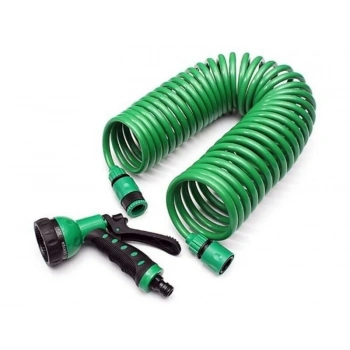 15 Metre Spiral Hortum + 4 Fonksiyonlu Özel Sulama Tabancası (4887)