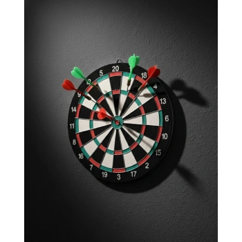 17 İnç Dart Tahtası Sağlam Ahşap Gövde Ve Metal İğneli Dart Okları