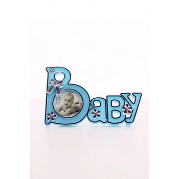 2 Adet Baby Yazılı Sevimli Mini Resim Çerçevesi Mavi