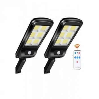 2 Adet Büyük Boy 128 Led Solar Bahçe Sokak Lambası Hareket Sensörlü Kumandalı 3 Modlu Güneş
