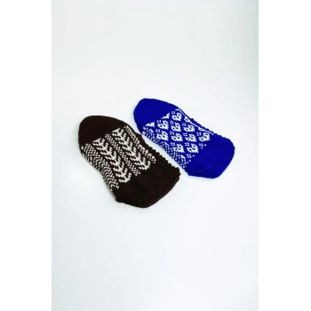 2 Çift El Örgüsü Kışlık Şık Kadın Yün Patik Set 11