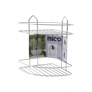 2 KATLI - ÜÇGEN   KROM   METAL  BANYO KÖŞELİK - DUŞKABİN RAF (4887)