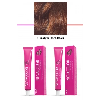 2 li Set Premium 8.34 Açık Dore Bakır - Kalıcı Krem Saç Boyası 2 X 50 g Tüp