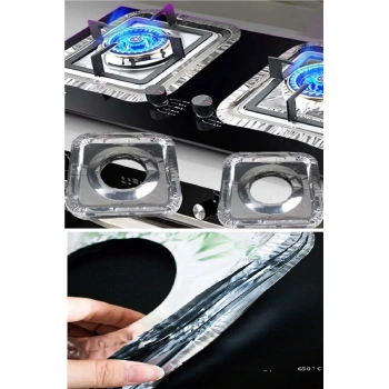 20 Adet Ocak Üstü Koruyucu Leke Önleyici Isıya Dayanıklı Yıkanabilir Ocak Gözü Izgara Koruyucu Folyo