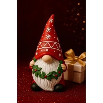  Yılbaşı Noel Cücesi El Boyama Biblo 21 Cm Büyük Boy – Premium Yılbaşı Koleksiyonluk Hediye