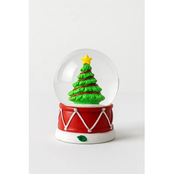  Yılbaşı Noel Süslü Çam Ağacı Temalı Mini Boy Işıklı Kar Küresi 6.5 cm A