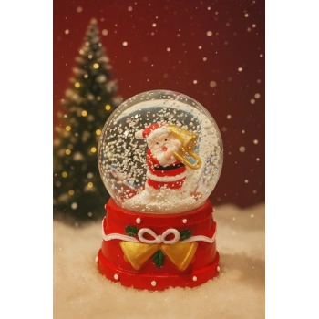 Yılbaşı Temalı LED Işıklı Noel Baba Santa Kar Küresi – 9 cm Orta Boy Dekoratif Hediye-48