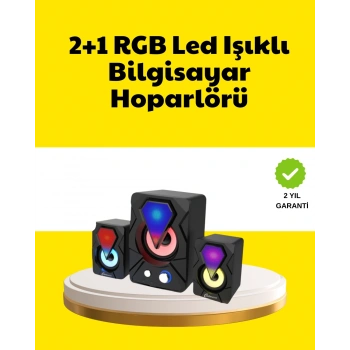 2.1 Usb Bağlantılı Oyun Hoparlörü Renkli Led Işıklı