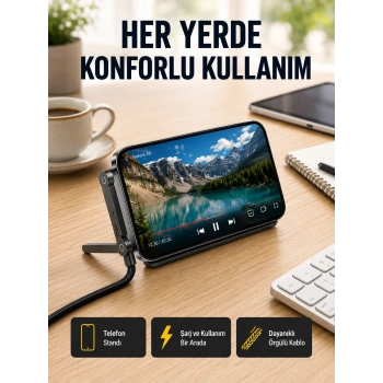 240W Type-C to Type-C Katlanabilir Standlı Hızlı Şarj Kablosu