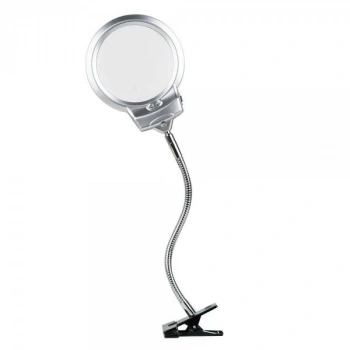 2.5 X 130 MM 5X24 MM LED Aydınlatmalı Büyüteç Masa üstü Metal Hortum Mandallı MG15124-C