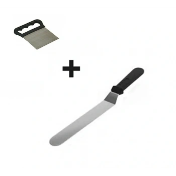 2li Set Hamur Şekillendirici Eğik Pasta Spatulası ve Metal Hamur Kesici Kazıyıcı Spatula