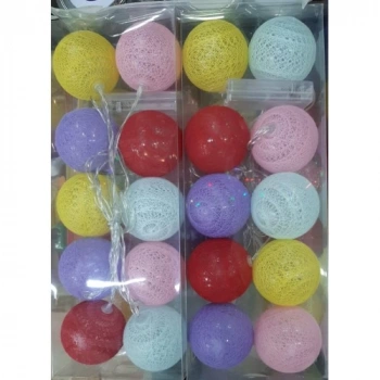 2m 10lu Işıklı Renkli Top Dekoratif Süs Pilli