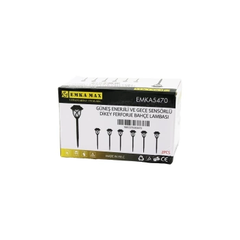 2PCS DİKEY FERFORJE GÜNEŞ ENERJİLİ SOLAR LED GECE SENSÖR BAHÇE LAMBASI 10X10X13CM+ÇUBUK=44CM (4887)