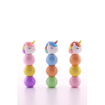 3 Adet 9 Kalemli Unicorn Tasarımlı Fosforlu Kalem Set