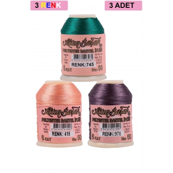 3 Adet Altınbaşak Oya ve Dantel İpi 20 gr -  - No: 415 - 970 - 745