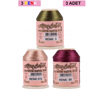 3 Adet Altınbaşak Oya ve Dantel İpi 20 gr -  - No: 512 - 080 - 003