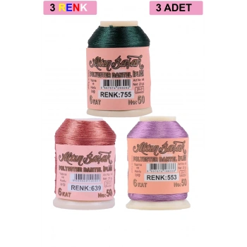 3 Adet Altınbaşak Oya ve Dantel İpi 20 gr -  - No: 639 - 553 - 755