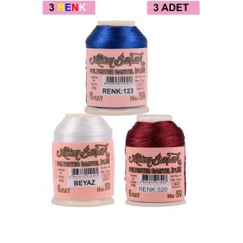 3 Adet Altınbaşak Oya ve Dantel İpi 20 gr -  - No: BEYAZ - 520 - 123