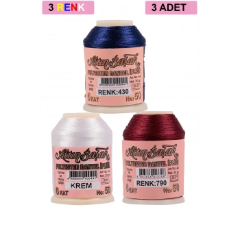 3 Adet Altınbaşak Oya ve Dantel İpi 20 gr -  - No: KREM - 790 - 430