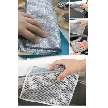 3 Adet Çok Fonksiyonlu Çizmeyen Tel Bulaşık Bezi Bulaşık Havlusu Bulaşık Temizlik Ovma Bezi