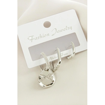 3 Adet Damla Zirkon Taşlı Küpe