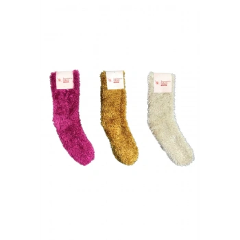 3 Adet Dikişsiz Tüylü Sıcak Tutan Ev Çorabı