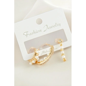 3 Adet Dorika İnci Zirkon Taşlı Küpe