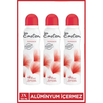 3 Adet Emotion Romance Kadın Vegan Deodorant 150 Ml Hızlı Kurur, Leke Bırakmaz