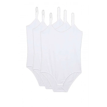 3 Adet İp Askılı Kadın Çıtçıtlı Body Beyaz