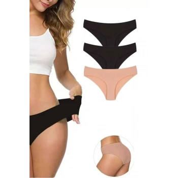 3 Adet Kadın Dikişsiz Lazer Kesim Esnek İz Yapmayan Külot S2