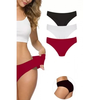 3 Adet Kadın Dikişsiz Lazer Kesim Esnek İz Yapmayan Külot S5
