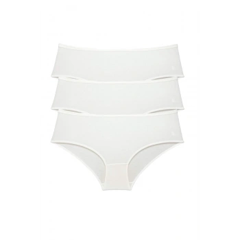 3 Adet Kadın Yüksek Bel Bato Külot Krem