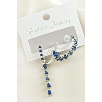 3 Adet Kalp Zirkon Taşlı Küpe