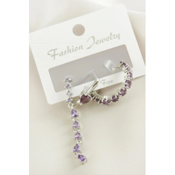 3 Adet Kalp Zirkon Taşlı Küpe