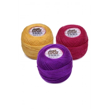 3 Adet Kaplan Etamin Ve Kanaviçe İpi 8 No Kod/Renk: 347 - 115 - 915 - 